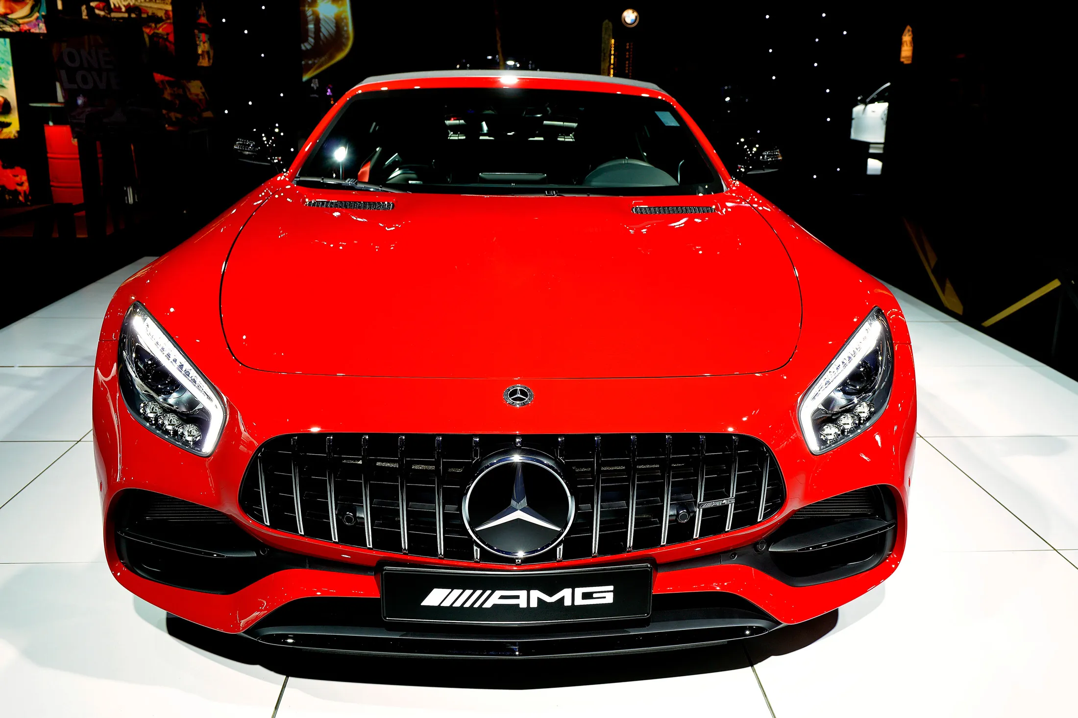 The Mercedes-AMG GT-C Roadster on display at the Dream Car Exhibition in Brussels on Jan. 17, 2019.