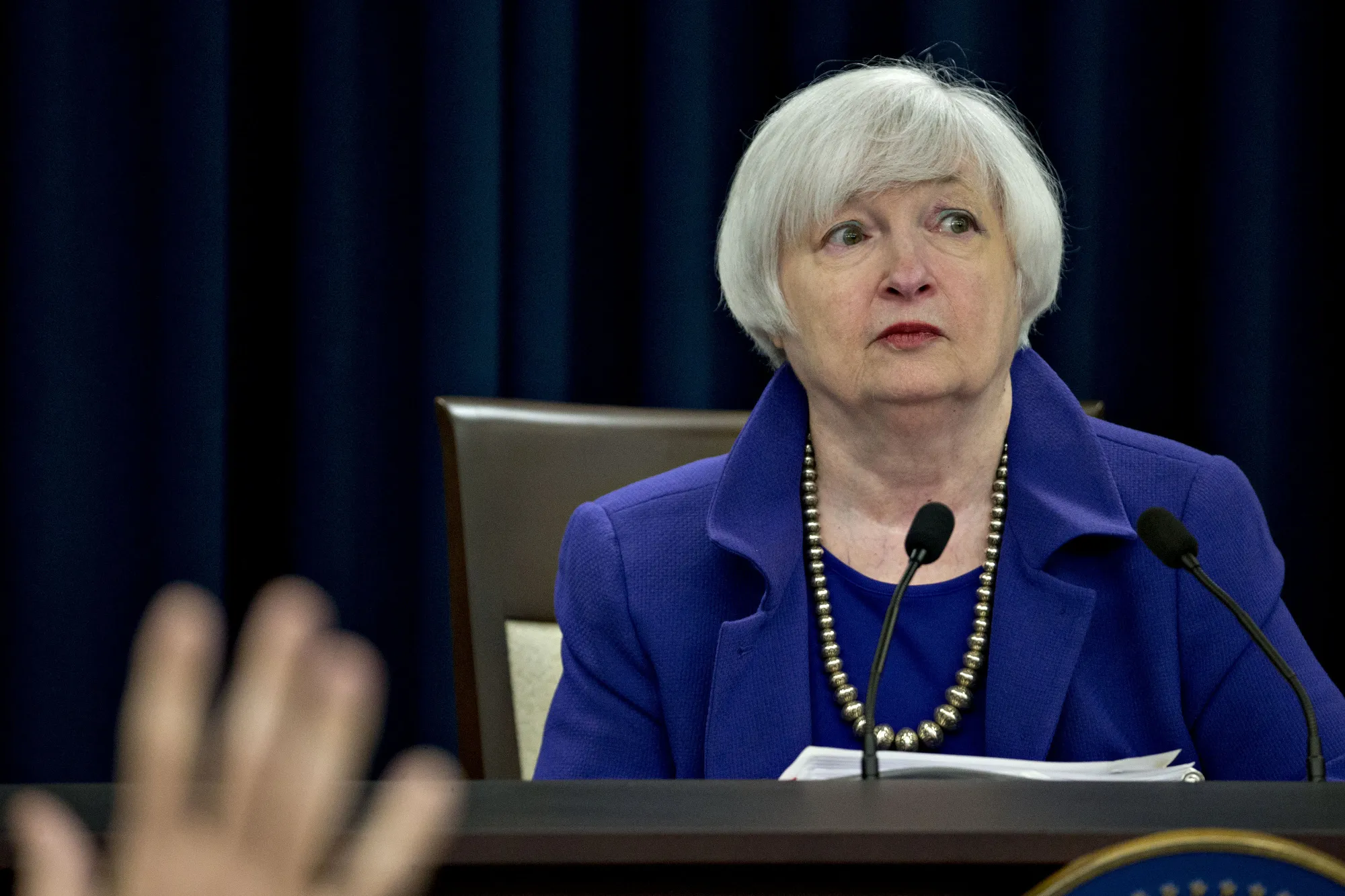 Janet Yellen holds a news conference following a Federal Open Market Committee meeting in Washington, D.C.,&nbsp;on&nbsp;Dec. 16, 2015.&nbsp;