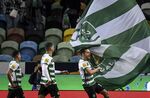 Sporting Lisbon's forward Pablo Sarabia celebrates after scoring a goal during a match at the Jose Alvalade stadium in Lisbon on Feb. 6.