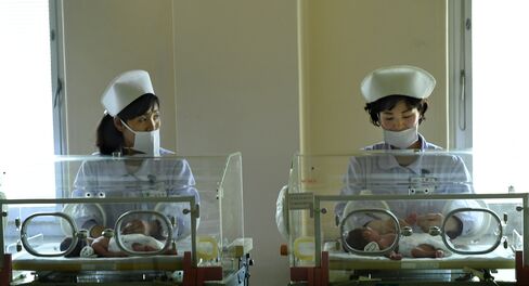 Premature babies at Pyongyang’s maternity hospital.