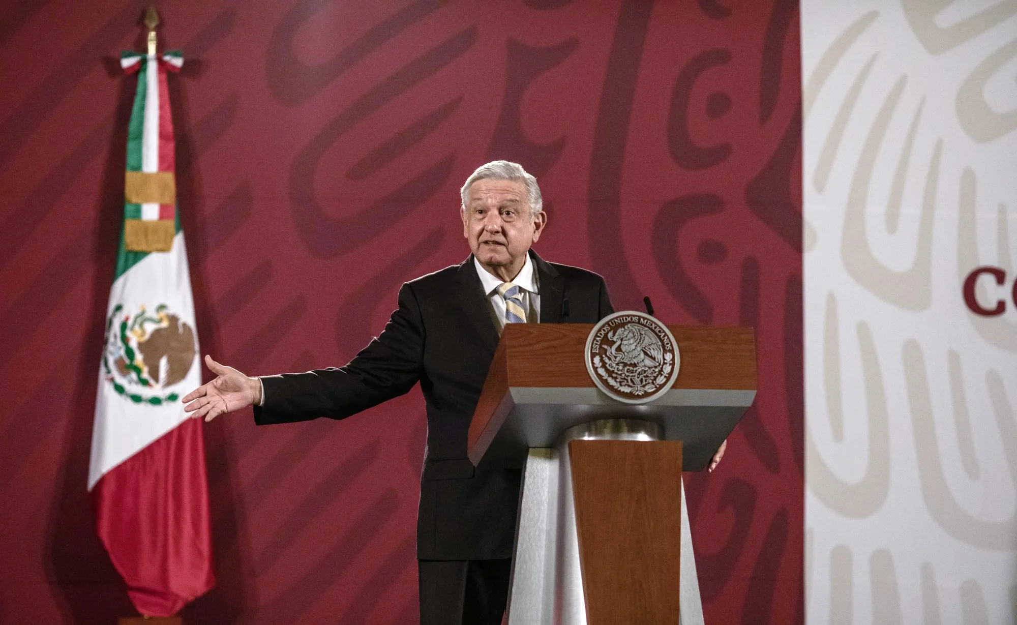 Andres Manuel Lopez Obrador, Mexico’s president, speaks during a news conference at the National Palace in Mexico City on Sep. 17, 2020.