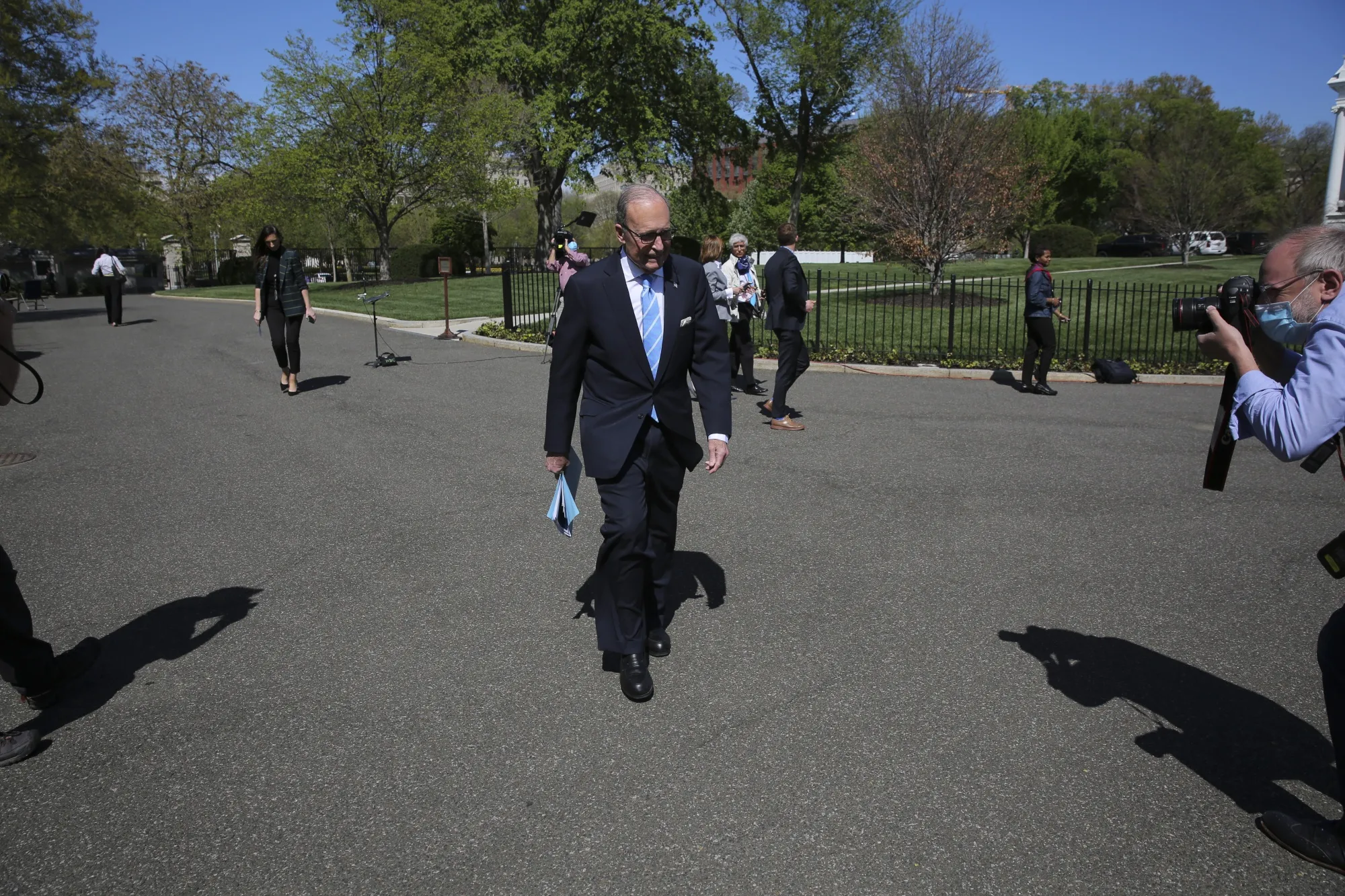 Larry Kudlow outside the White House on April 9.