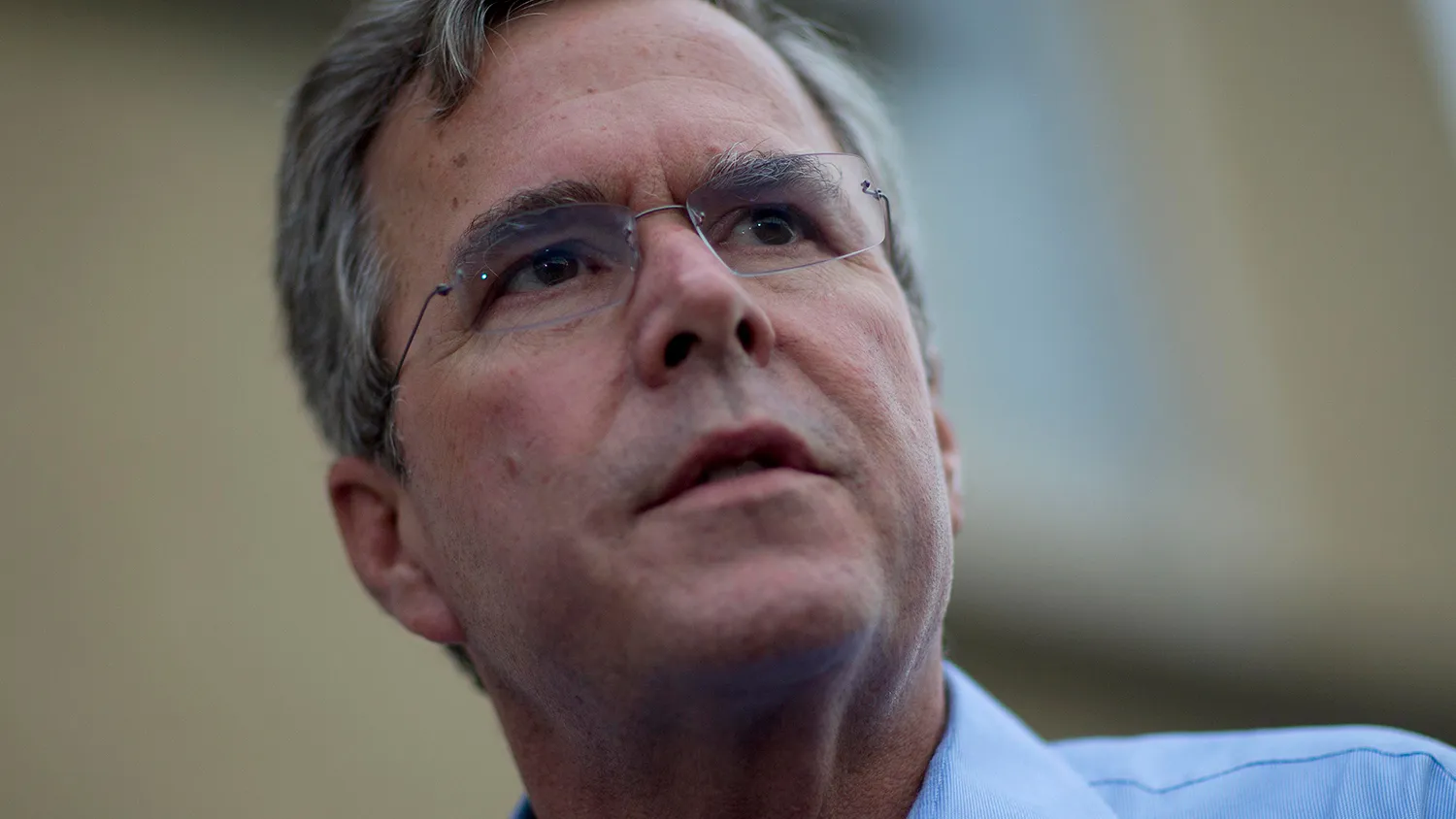 Jeb Bush, former governor of Florida and 2016 Republican presidential candidate, talks to the media after speaking at the Republican Party of Polk County annual Summer Sizzle in Ankeny, Iowa, on Aug. 13, 2015.
