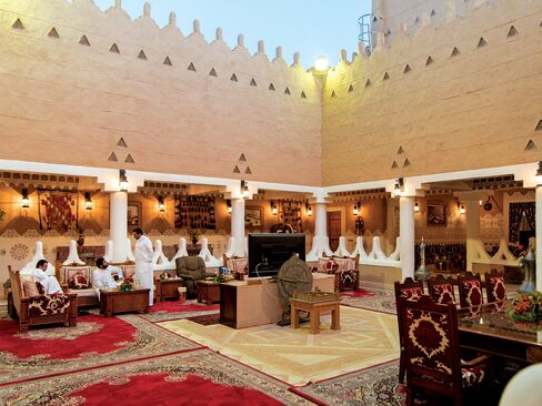 The open-air living room at one of Prince Mohammed’s residences.