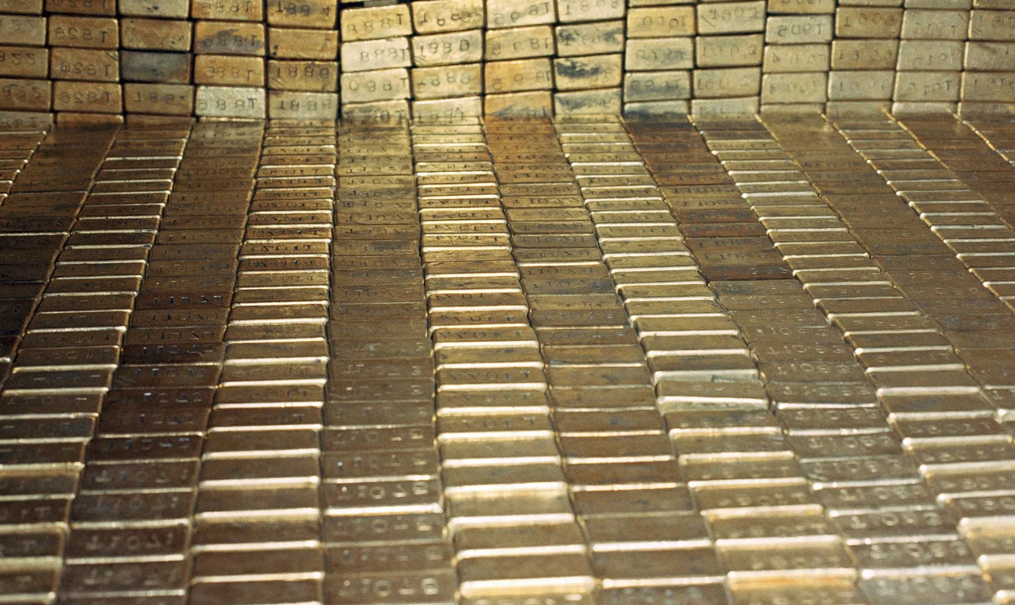Gold bars stored at the U.S. Depository in Fort&nbsp;Knox, Kentucky, in Sept.&nbsp;1974.&nbsp;