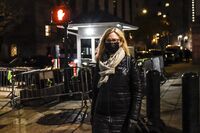 Laura Menninger, defense lawyer for Ghislaine Maxwell, exits federal court in New York, on Nov. 29.