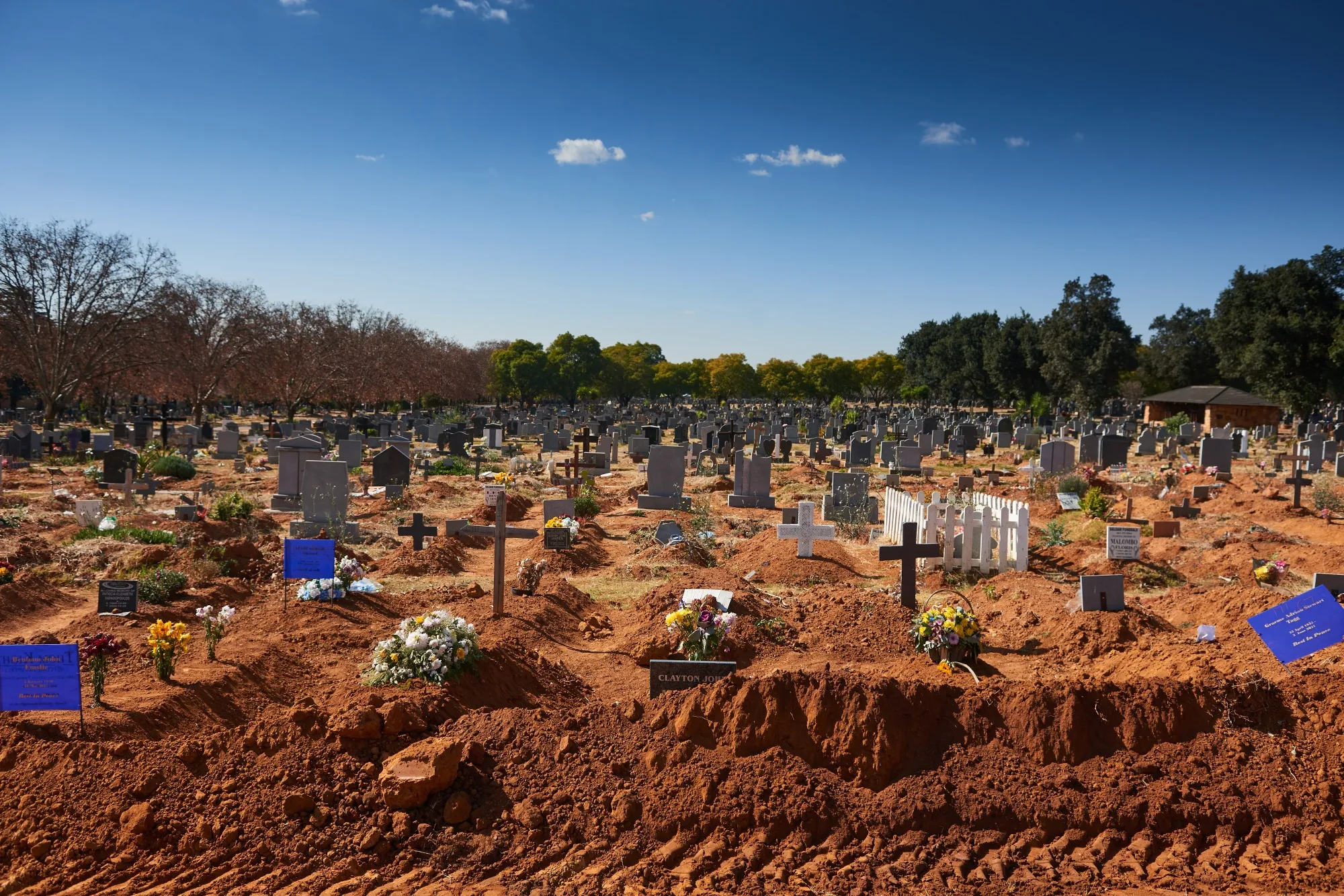 Fresh burials in Westbury Park Cemetery in Johannesburg.