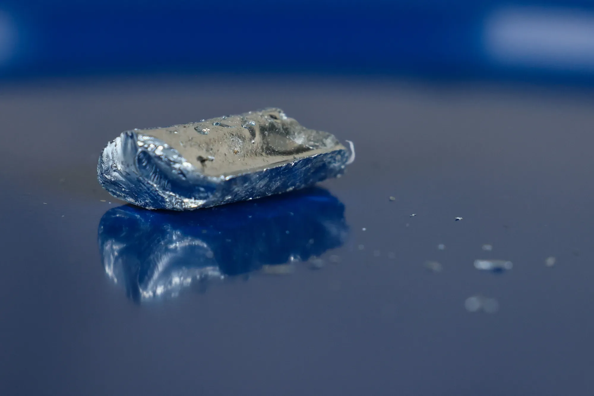 A sample of gallium at a rare earth and raw materials storage warehouse in Frankfurt, Germany.