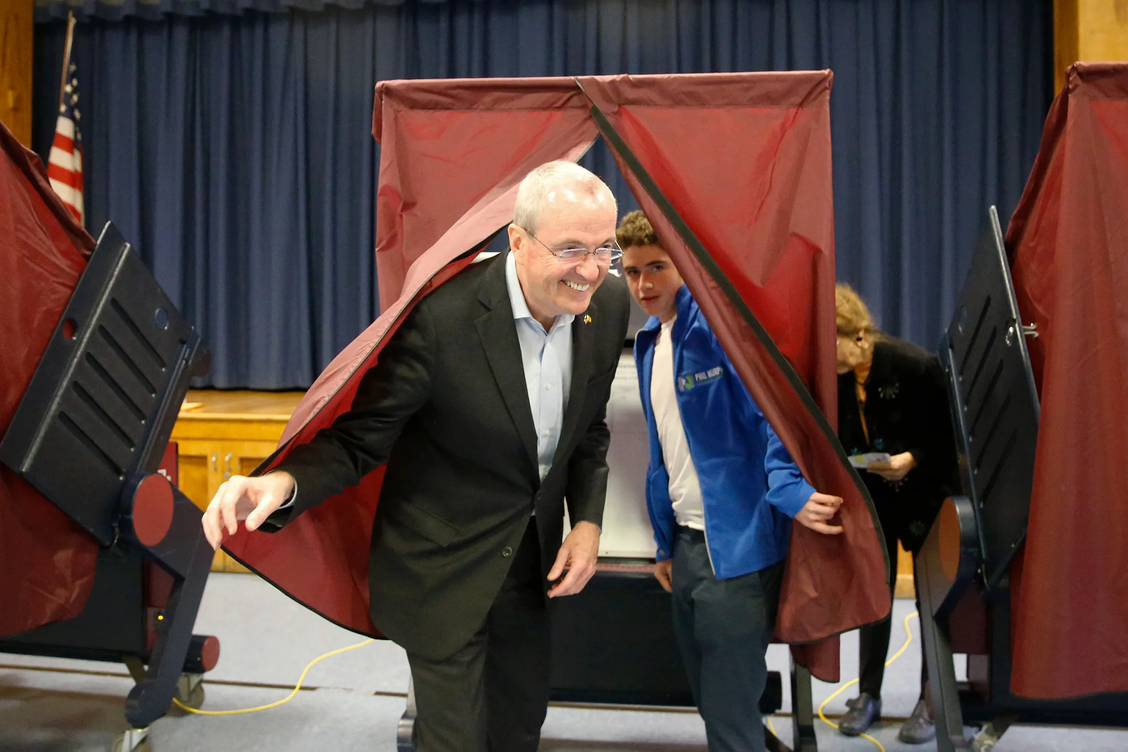 New Jersey Gov. Phil Murphy exits the polling booth&nbsp;after voting at the Fairview School&nbsp;in Middletown, N.J. on&nbsp;Nov. 7, 2017.