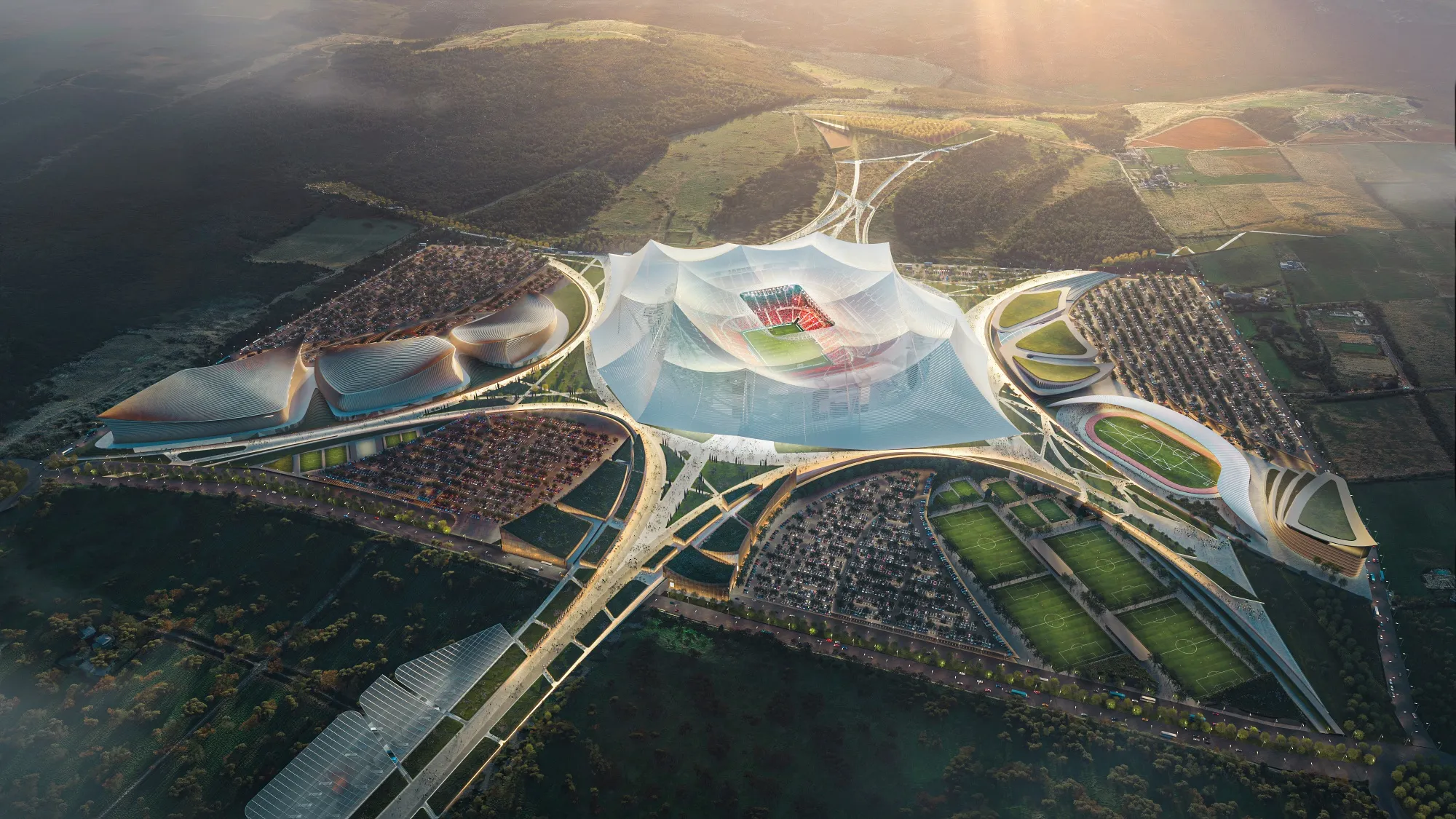 Rendering of the King Hassan Stadium.
