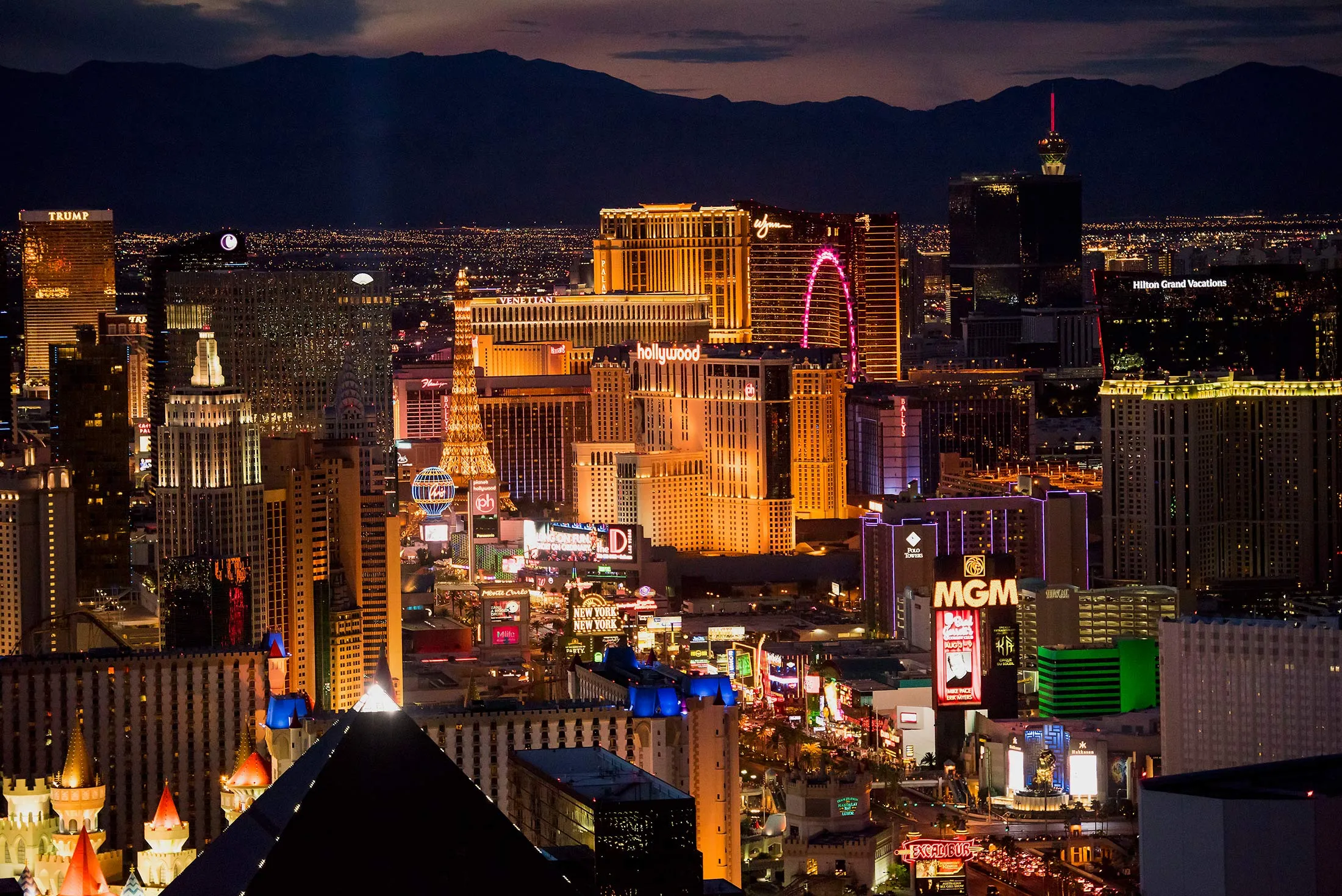 The Las Vegas 'strip' is seen in this aerial photograph in Las Vegas, Nevada, U.S., on Wednesday, Aug. 5, 2015.
