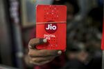 Mobile sim card packets for Jio Platforms Ltd., the mobile network of Reliance Industries Ltd.,&nbsp;in Mumbai, India.