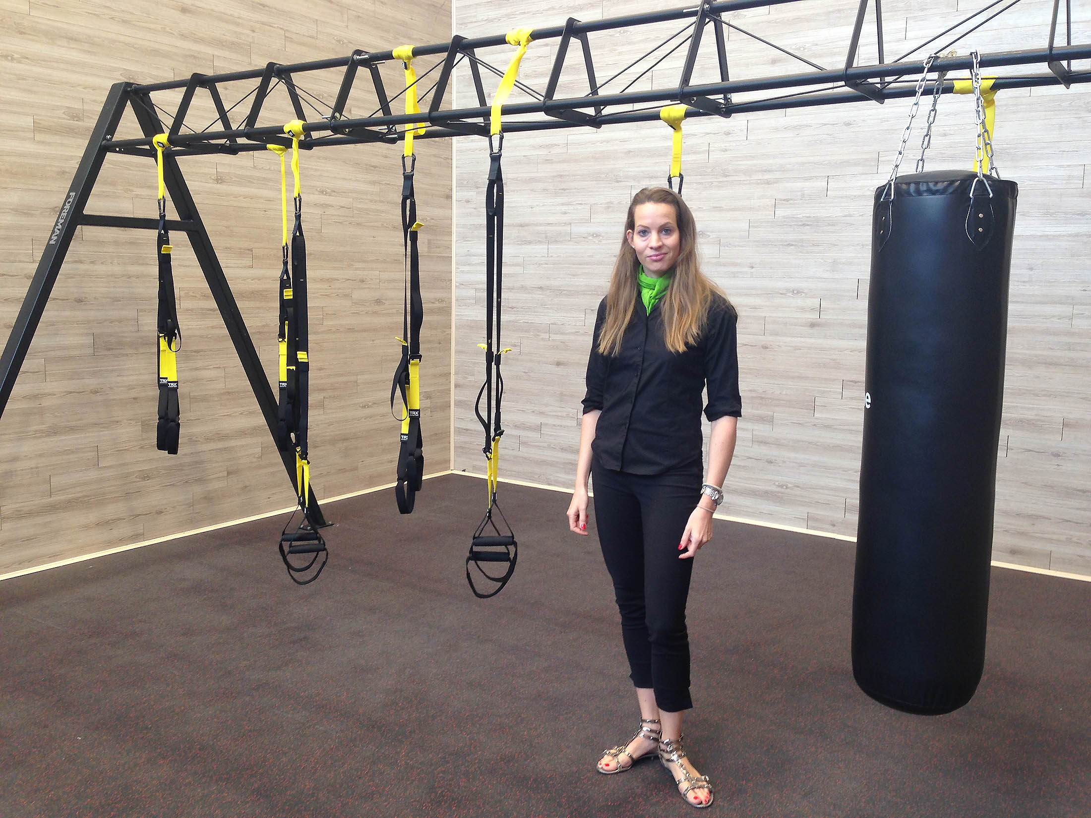 Susan Turner, chief executive officer of NuYu, a chain of women's-only fitness centers in Saudi Arabia, at the gym's branch in Al Waha, Riyadh. Since opening in 2012, NuYu has spread to three locations with almost 4,000 members.
