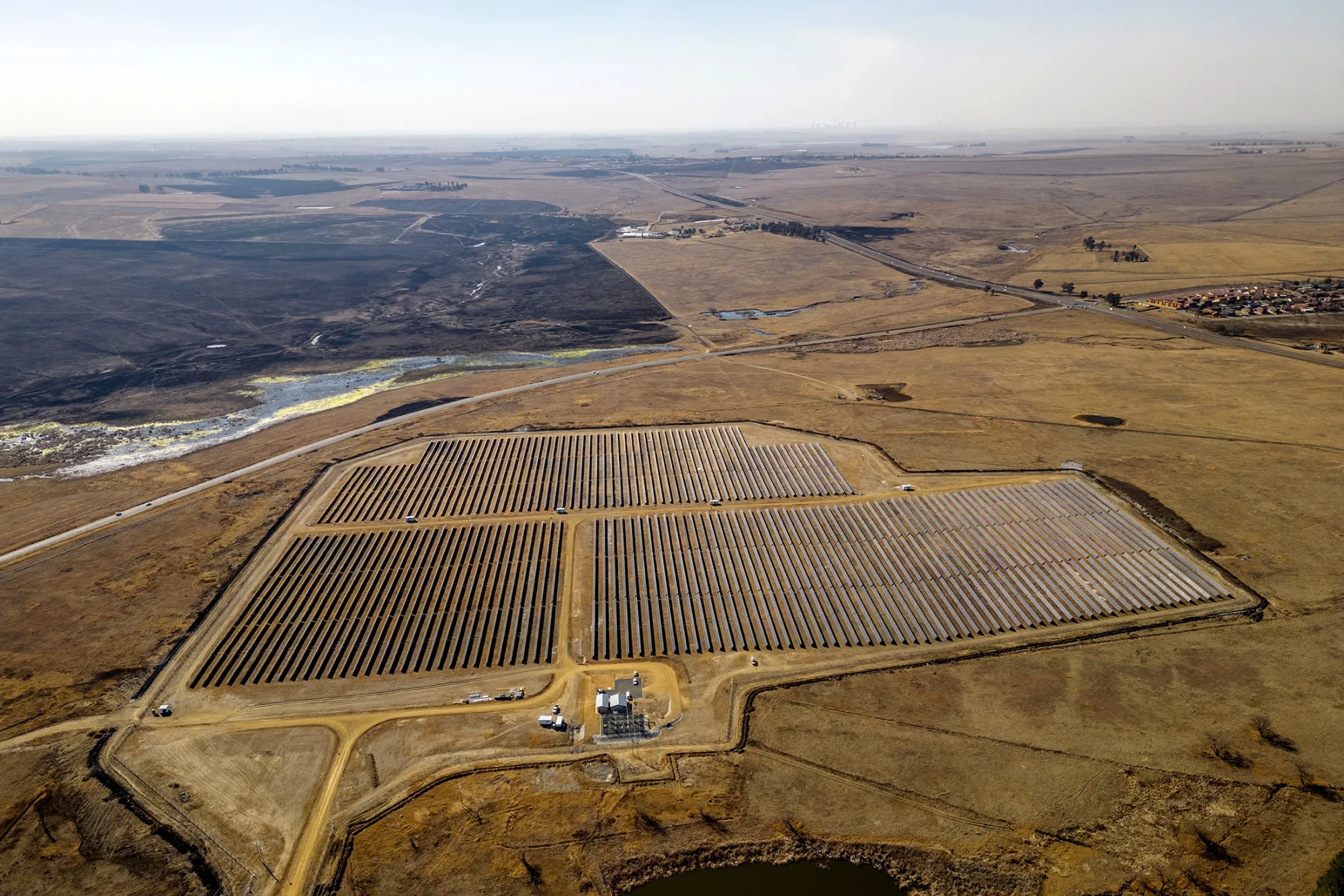 JUWI South Africa solar farm next to Elikhulu treatment plant, in Evander, in Aug.