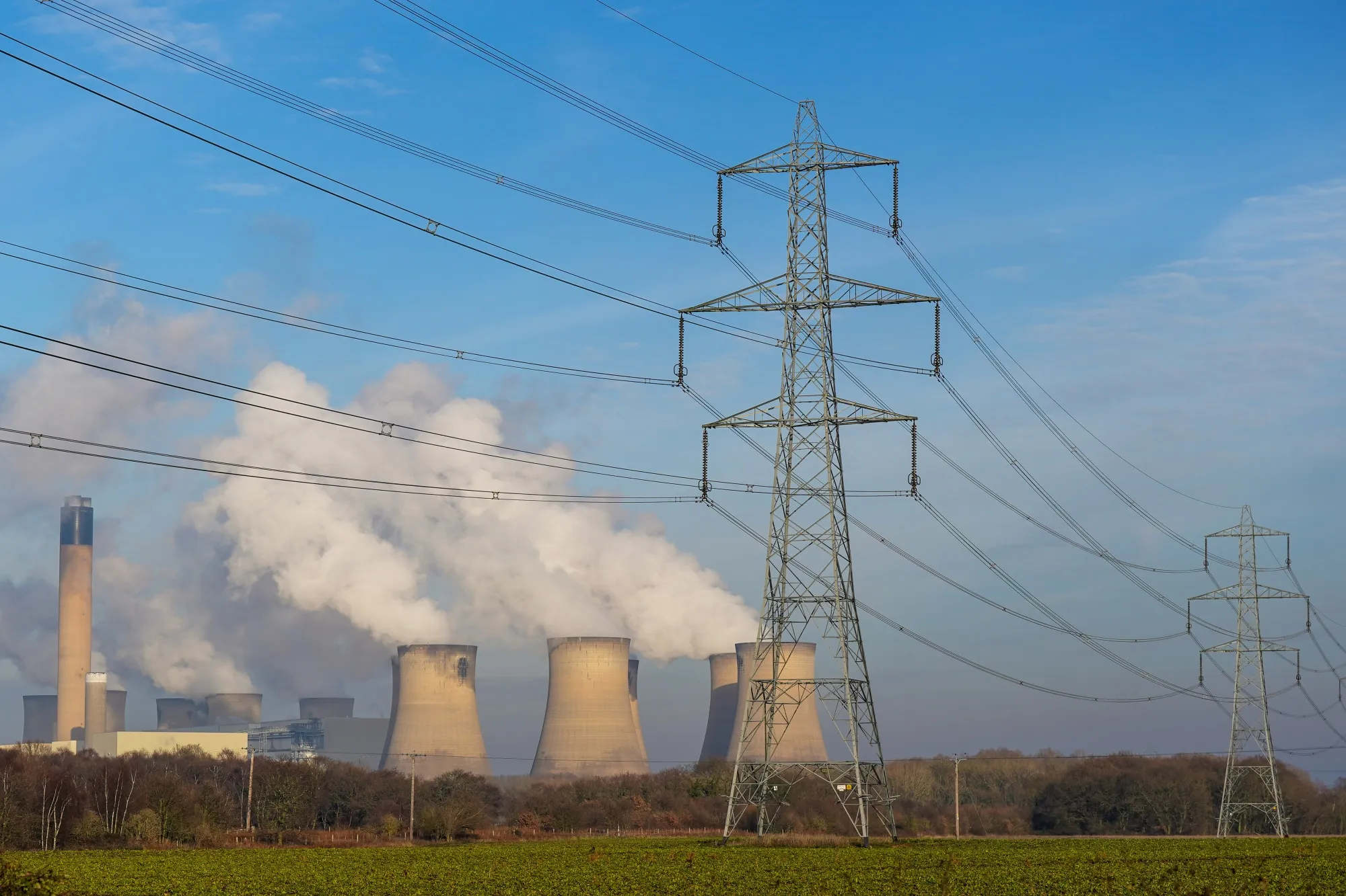 Cooling towers at a coal-fired power station near Selby, UK.