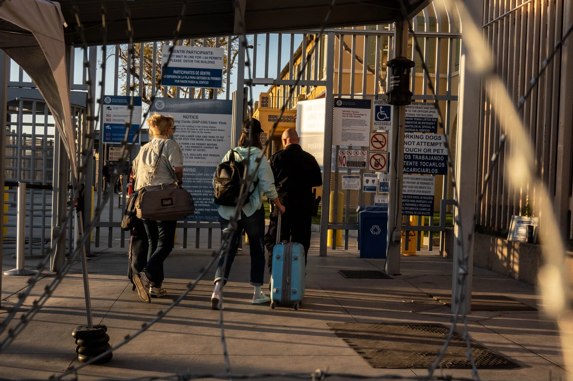 Ukrainian refugees at the San Ysidro Port of Entry border crossing bridge in Tijuana, Mexico, on March 22.