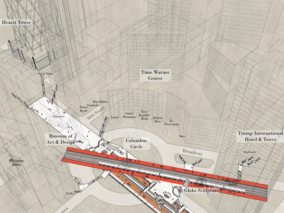 A sketch of the 59th Street - Columbus Circle station. 