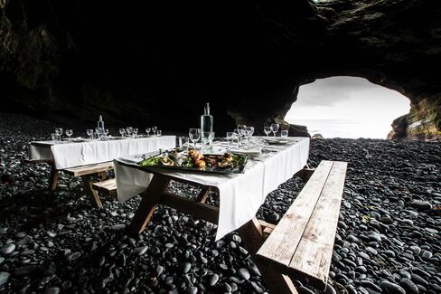 A feast inside the Thrihnukagigur Volcano in Iceland.