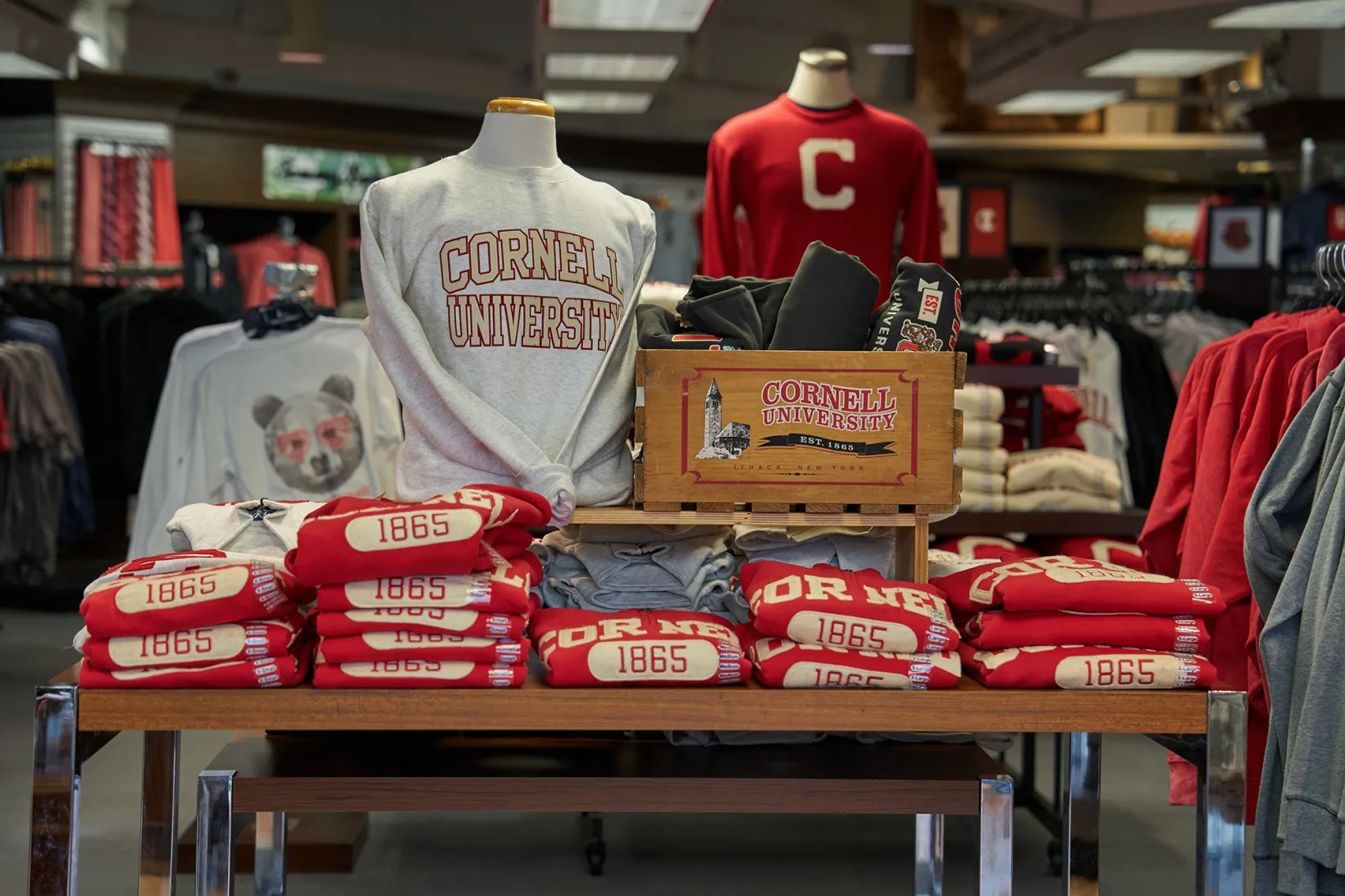 Merchandise inside the Cornell Store at the Cornell University campus in Ithaca, New York.