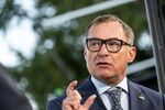Joachim Nagel, president of the Deutsche Bundesbank, during a Bloomberg Television interview at the Kansas City Federal Reserve's Jackson Hole Economic Policy Symposium in Moran, Wyoming, US, on Friday, Aug. 22, 2025. Federal Reserve Chair Jerome Powell carefully opened the door to an interest-rate cut in September, pointing to rising risks for the labor market even as worries over inflation remain.