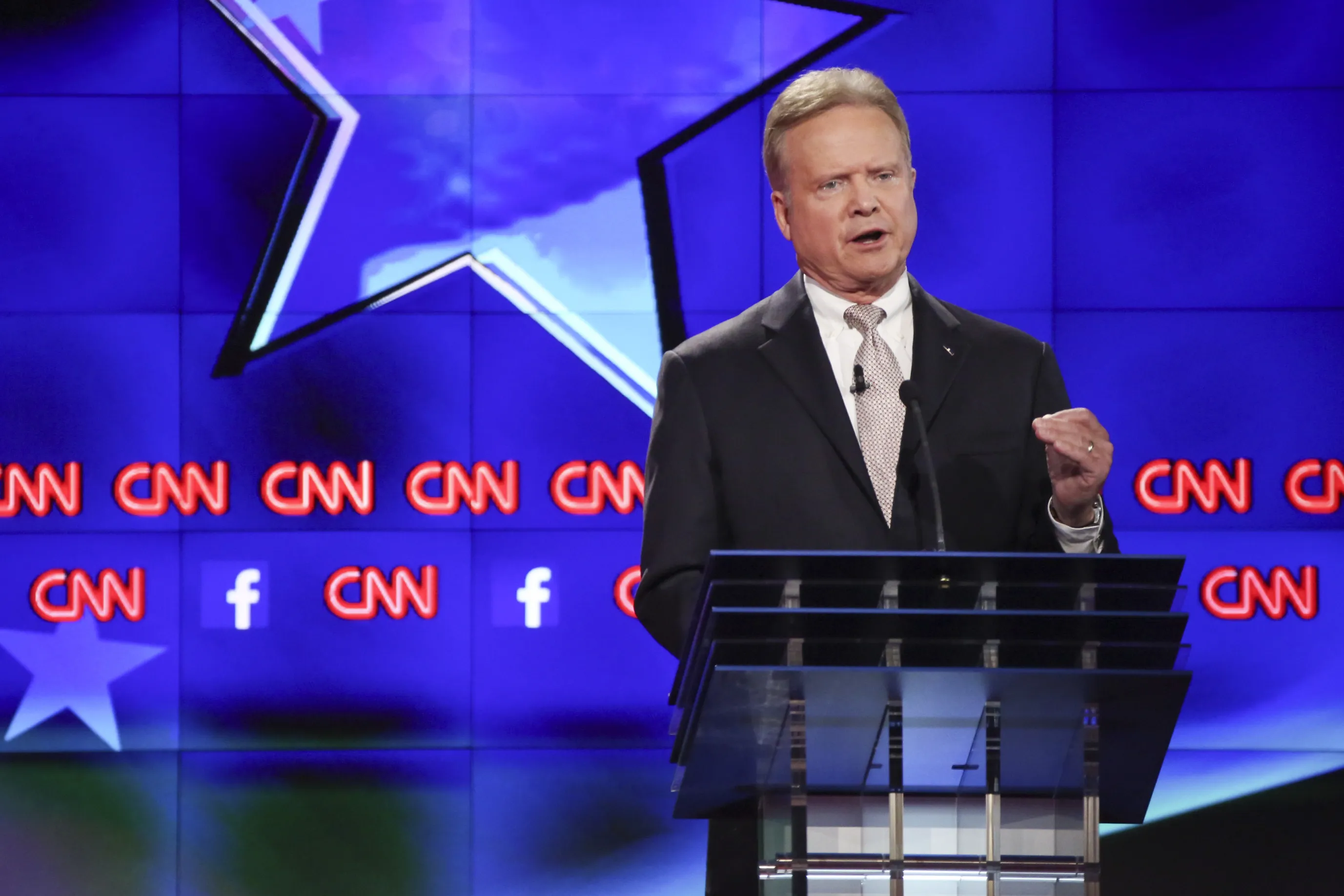 Jim Webb participates in the first Democratic presidential debate at the Wynn Las Vegas resort and casino on Oct. 13, 2015.
