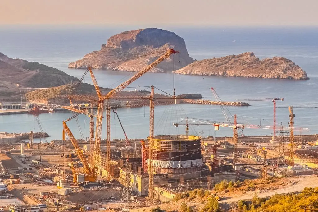 The Akkuyu nuclear power plant construction site on the Mediterranean coast, Turkey.