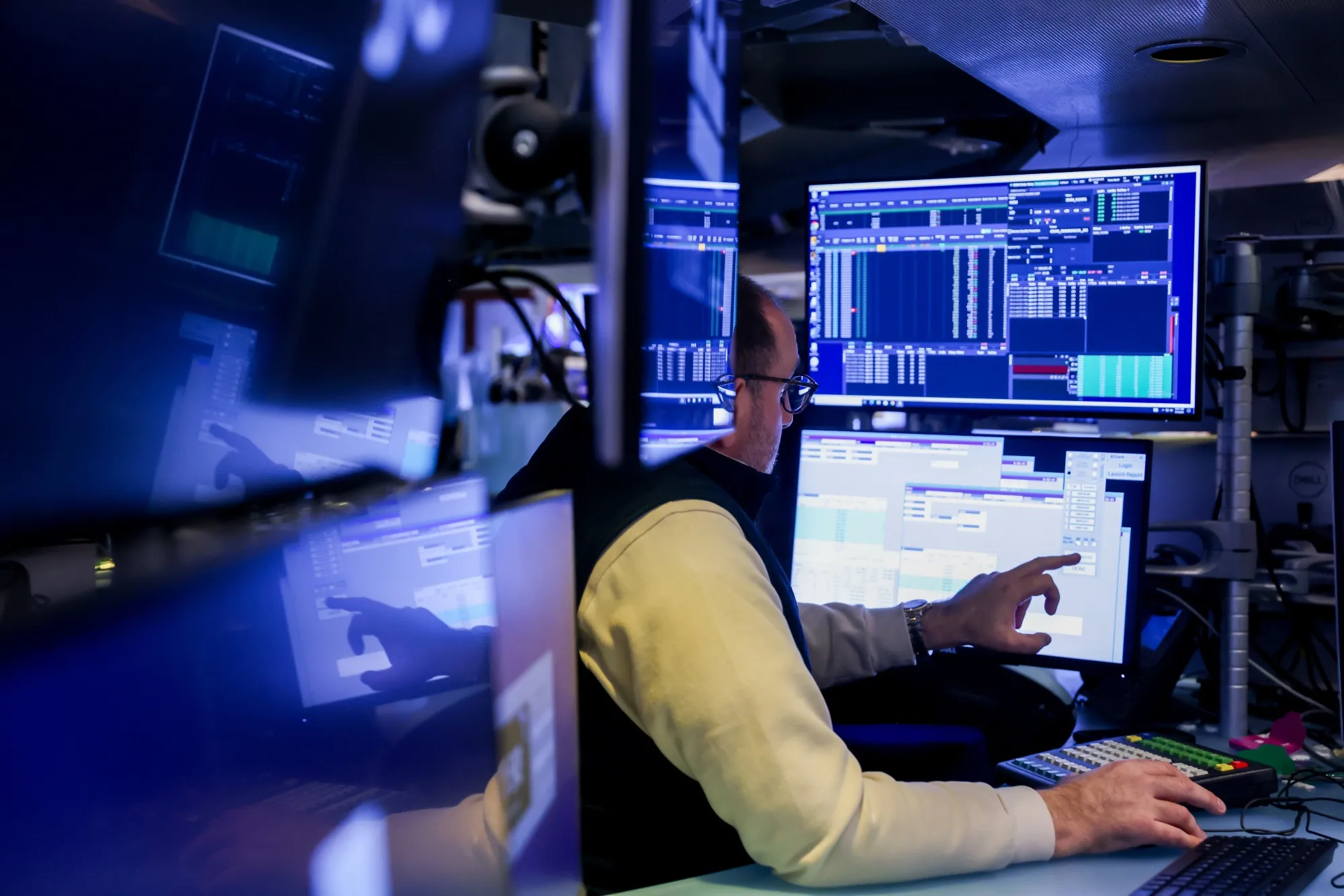 A trader works at the New York Stock Exchange in New York.