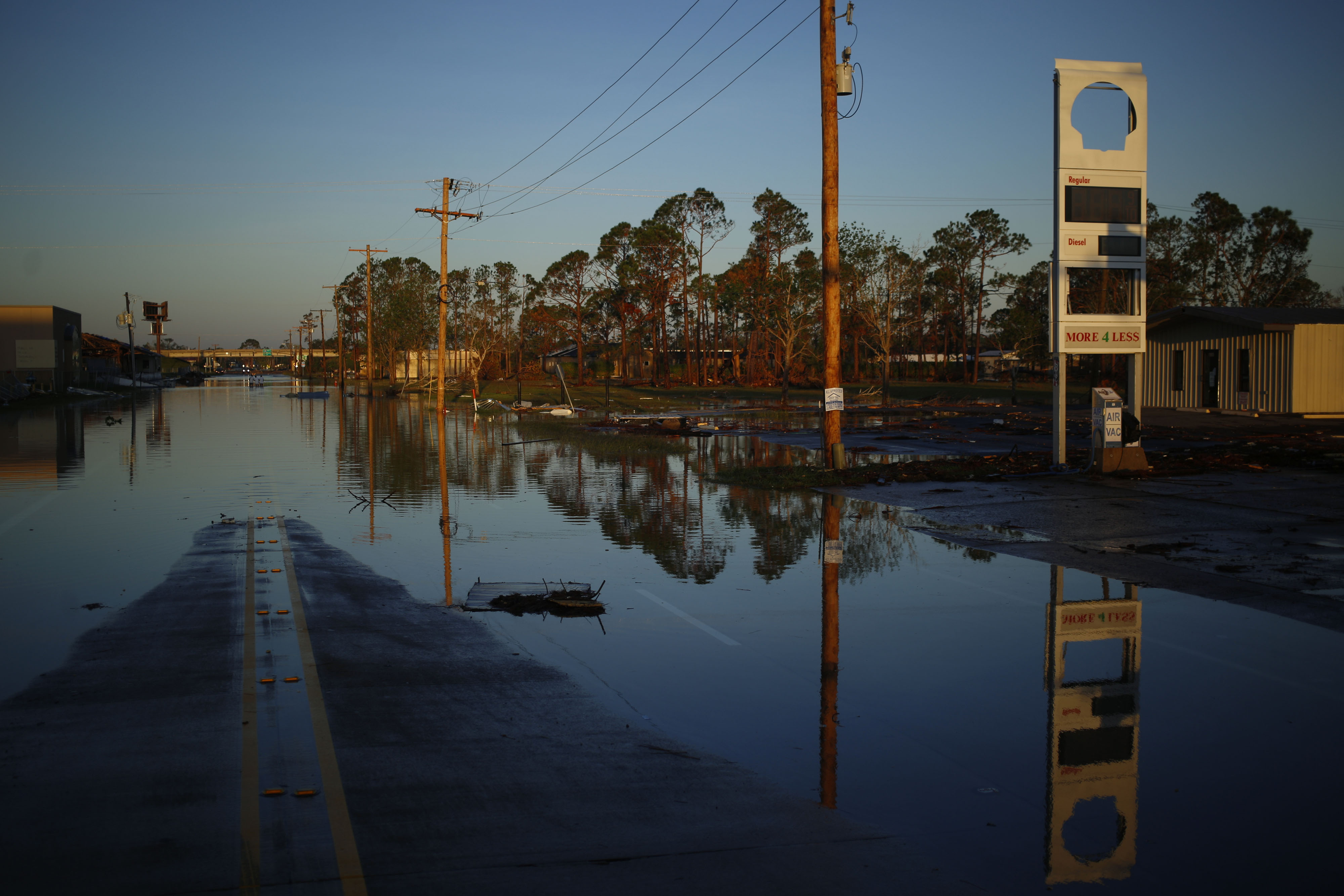 Floodwater after Hurricane Delta made landfall in Lake Charles, Louisiana, U.S., on Oct. 10.