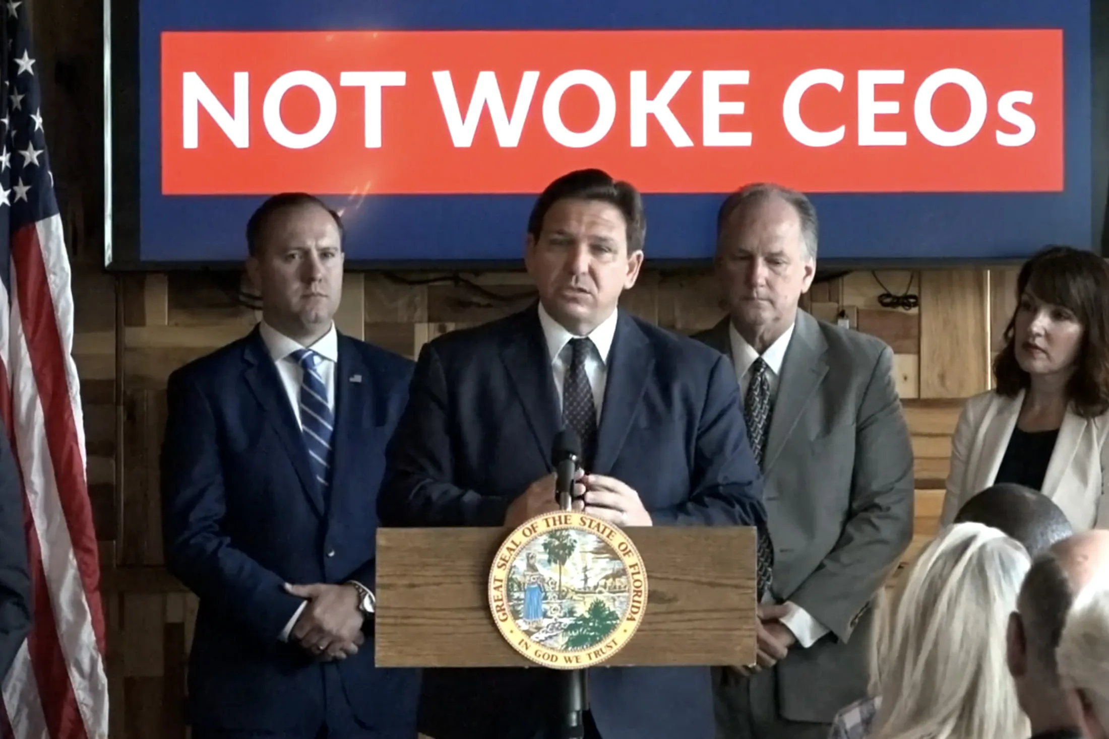 Florida Governor Ron DeSantis speaks during an event in July.