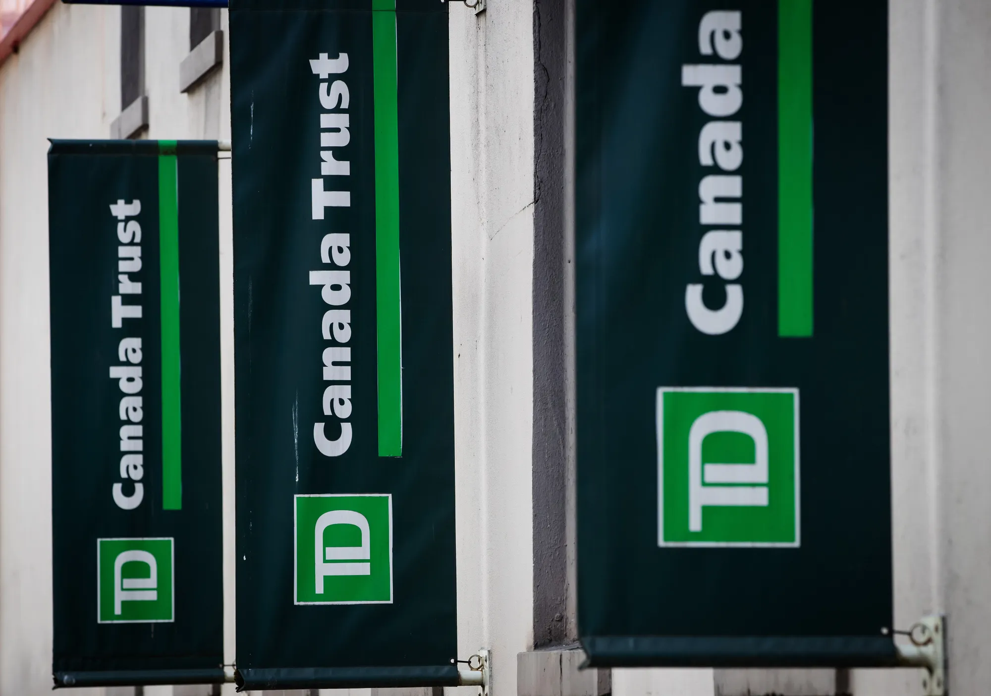 Signage is displayed outside a Toronto-Dominion (TD) Canada Trust bank branch in Vancouver, British Columbia, Canada, on Thursday, Aug. 30, 2018. The bank&nbsp;is getting a lift from its massive retail-banking business.