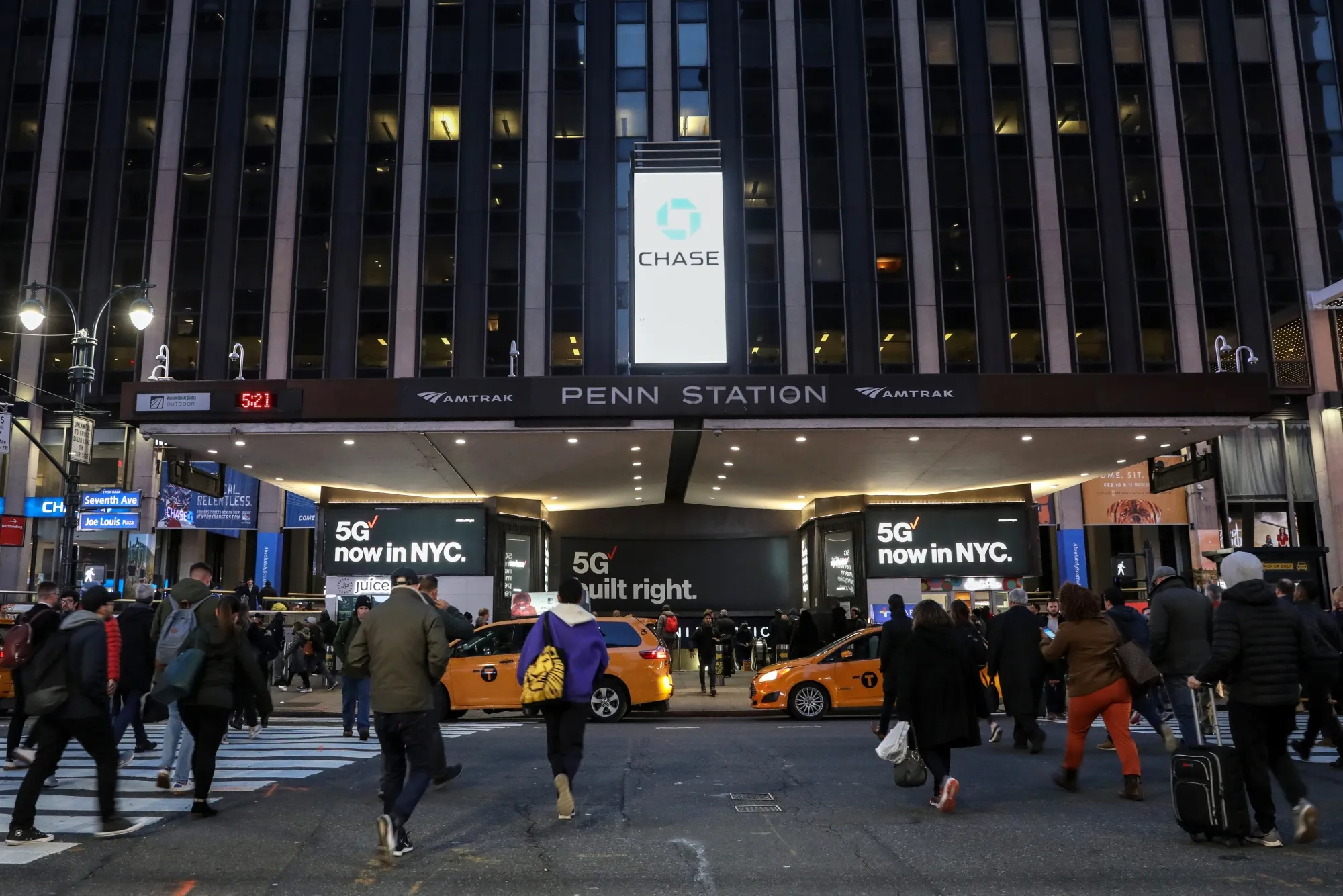 Penn Station on Seventh Avenue in New York.