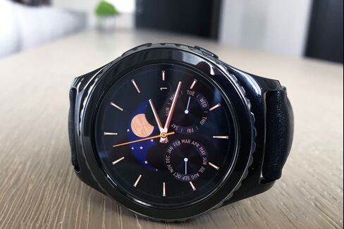 The Samsung Gear S2 Classic has a smaller 40mm diameter and a knurled ceramic bezel.