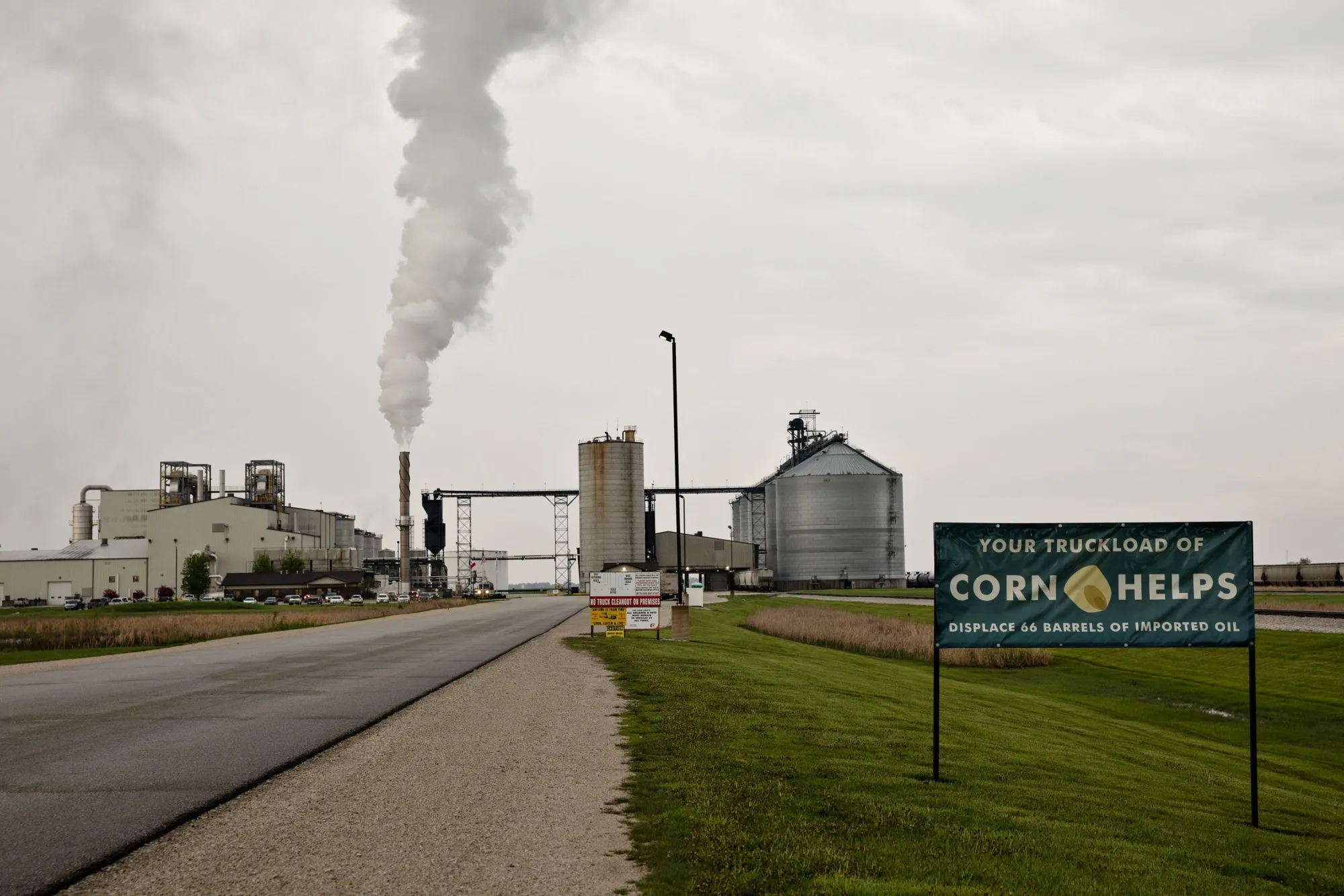 Steam rises from a stack at an ethanol biorefinery in Gowrie, Iowa.