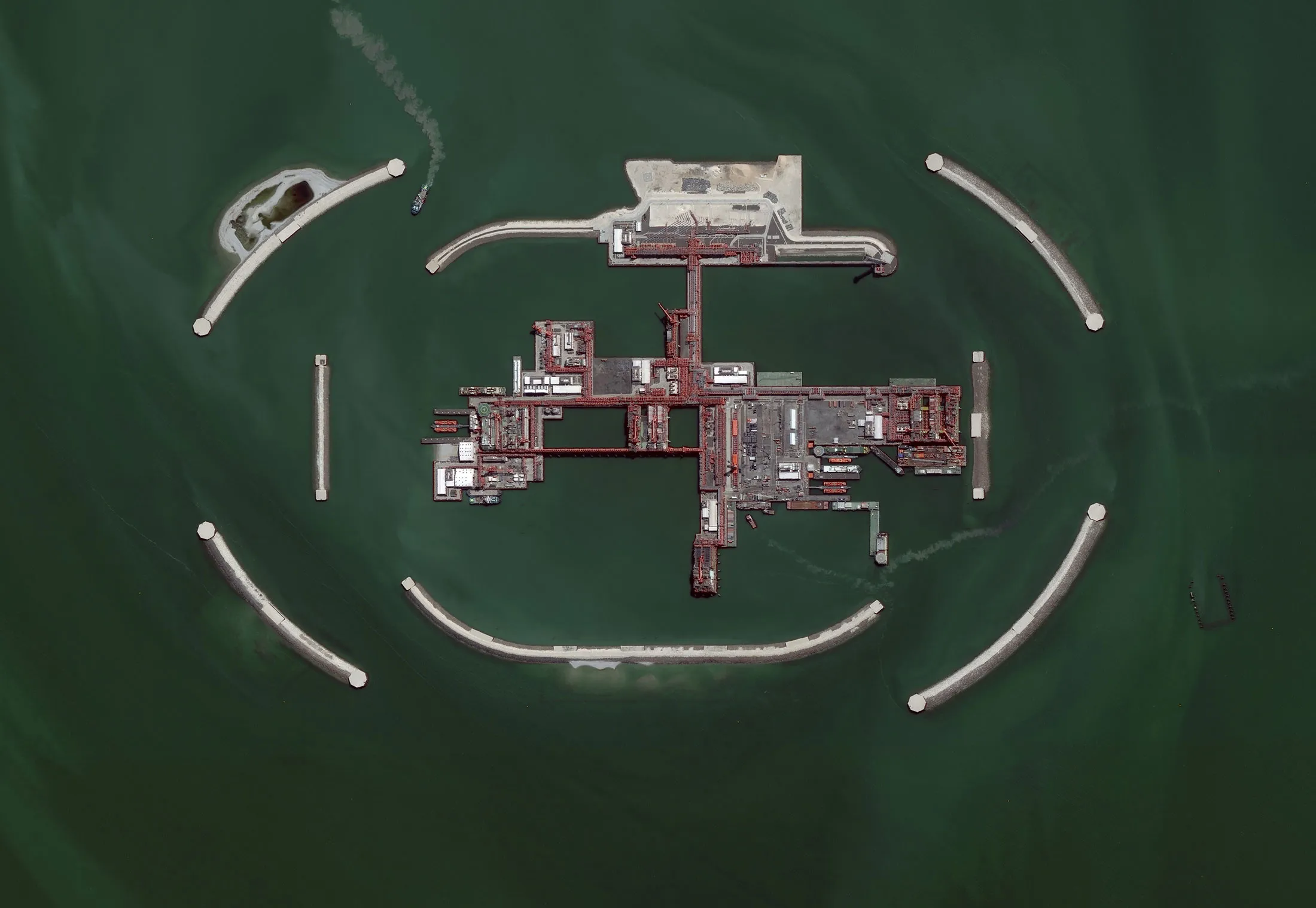 The Kashagan oil complex in the Caspian Sea.