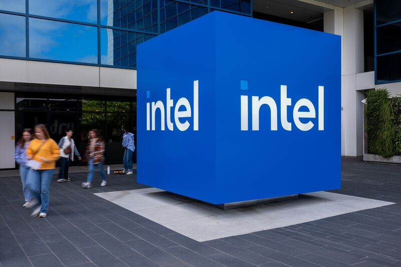 The Intel headquarters in Santa Clara, California, April 23, 2025.