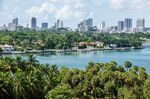 Miami Beach, Florida, Biscayne Bay, Miami downtown city skyline. (Photo by: Jeffrey Greenberg/UCG/Universal Images Group via Getty Images)