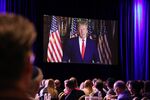 Former President Donald Trump speaks remotely during the Republican Jewish Coalition (RJC) Annual Leadership Meeting in Las Vegas, Nevada, on&nbsp;Nov. 19.