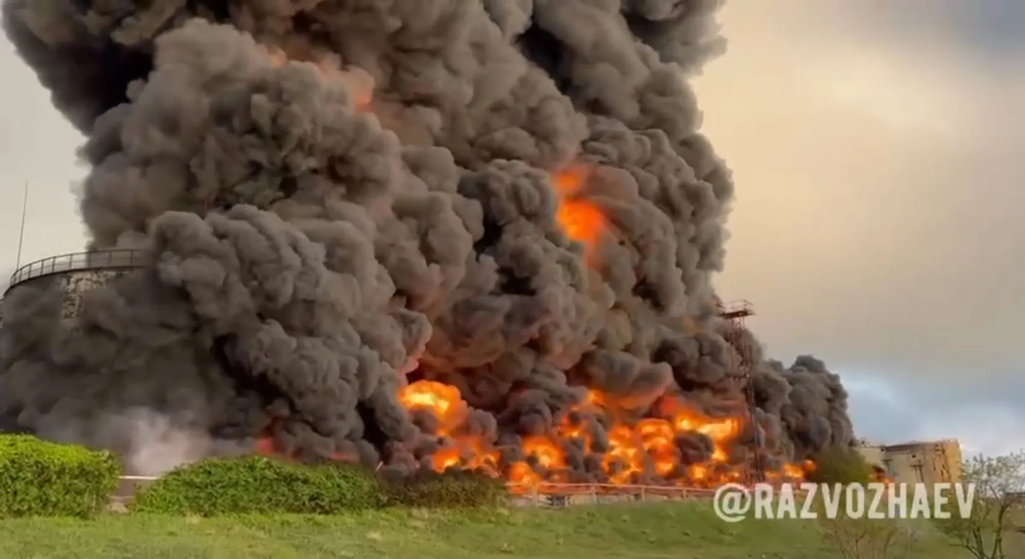 A burning fuel tank in Sevastopol, Crimea&nbsp;on Saturday, April 29.&nbsp;