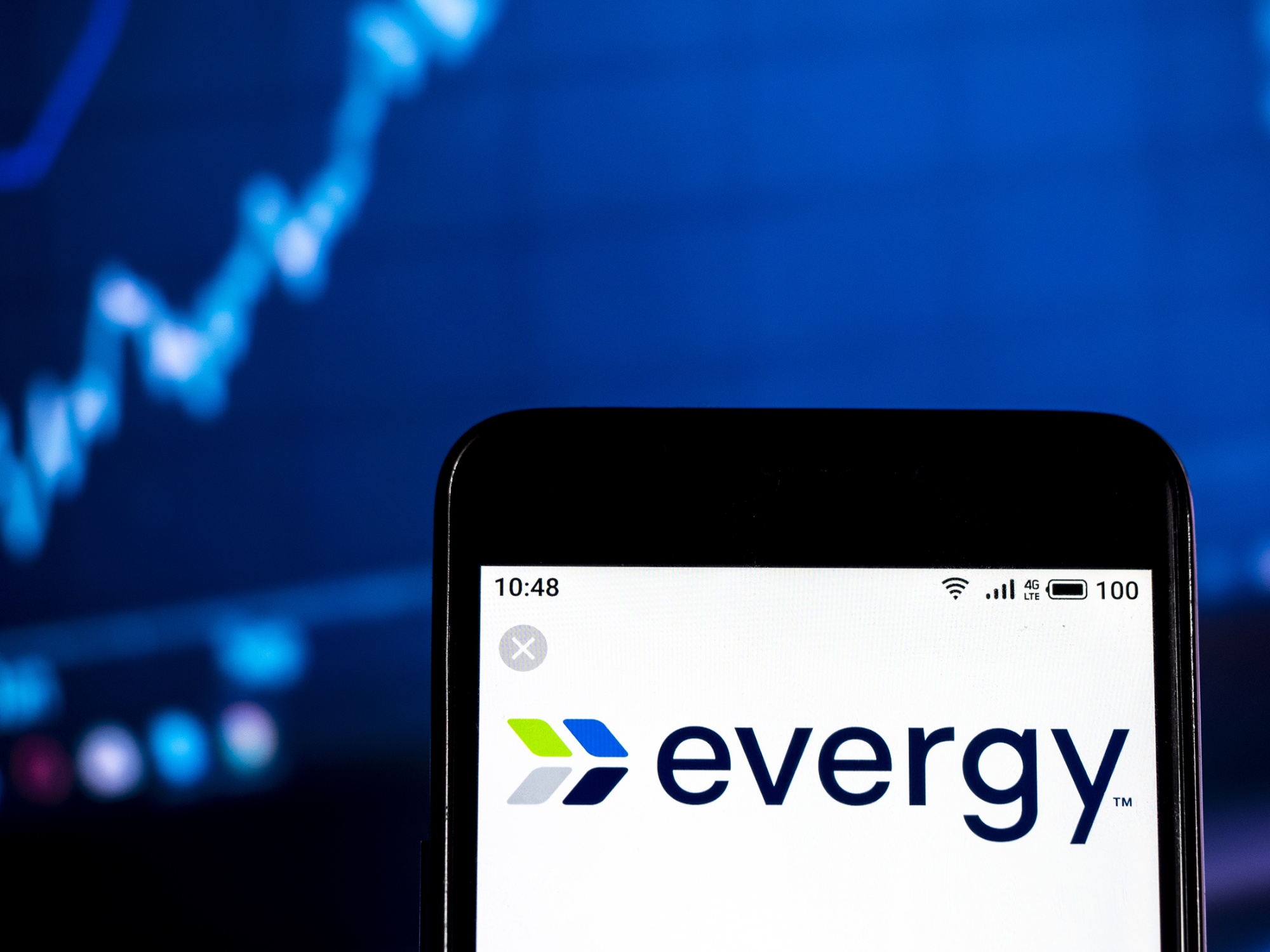 Evergy logo on a smartphone.
