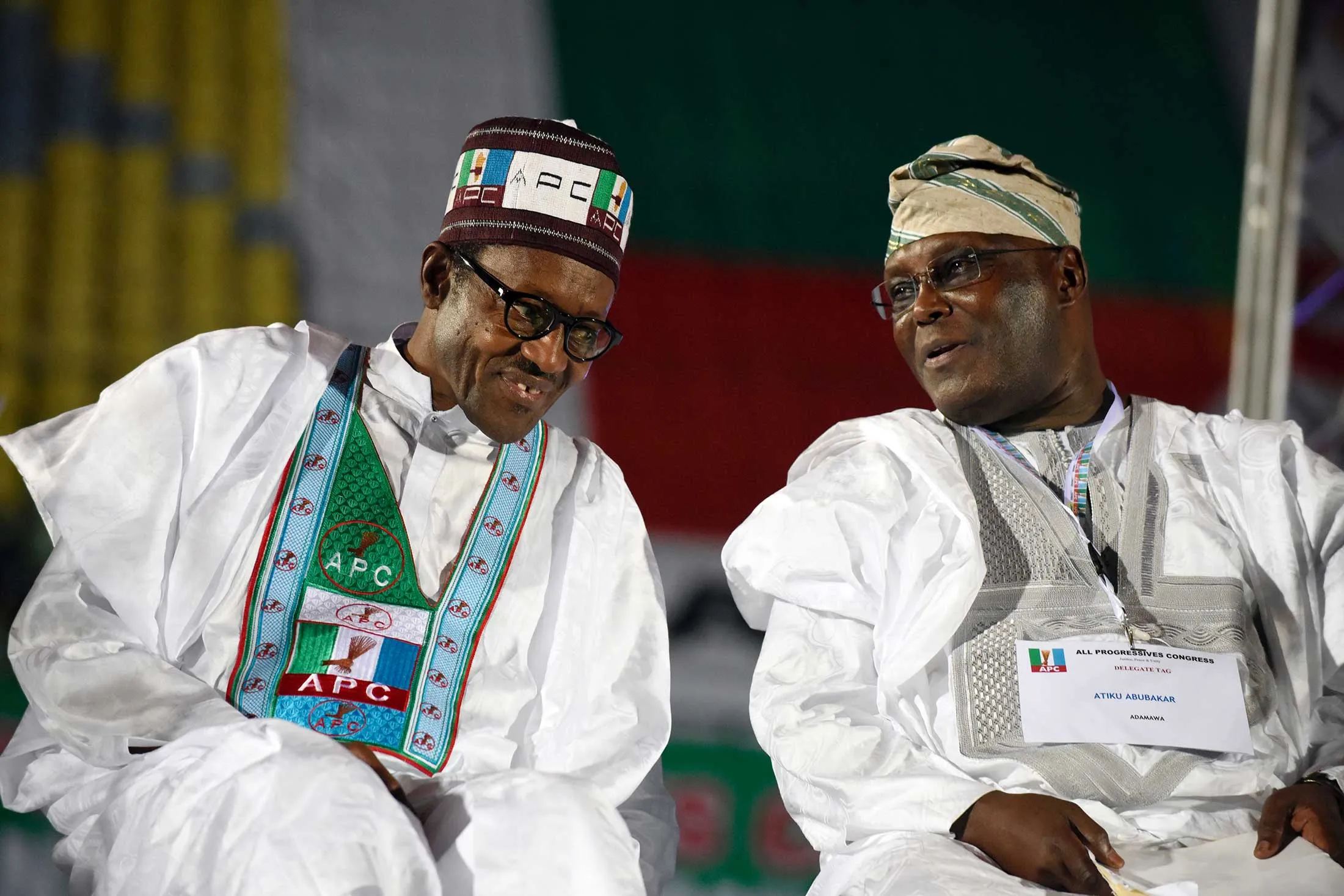 Muhammadu Buhari (left) with Atiku Abubakar in Lagos in 2014.