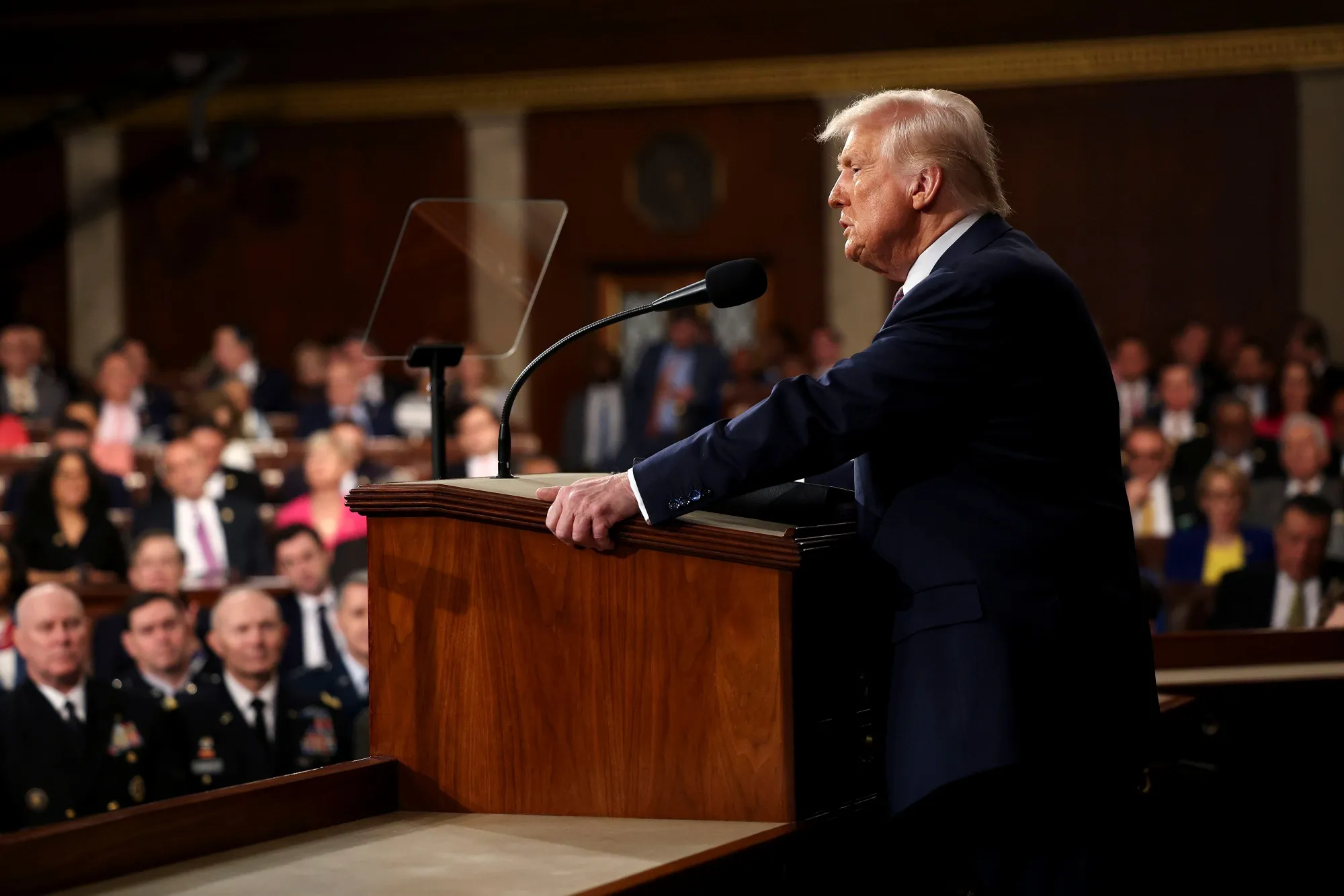 US President Donald Trump during a joint session of Congress.