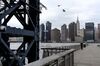 The Manhattan skyline stands across from Gantry Plaza State Park in the Long Island City neighborhood in the Queens borough of New York.