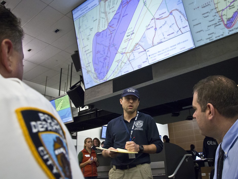 The NYC Office of Emergency Management simulates responding to a nuclear explosion on October 22, 2014.