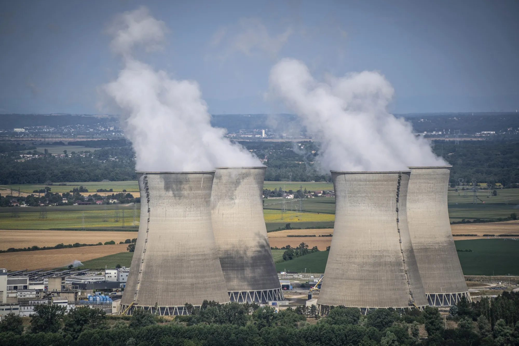Nuclear power station cooling towers.