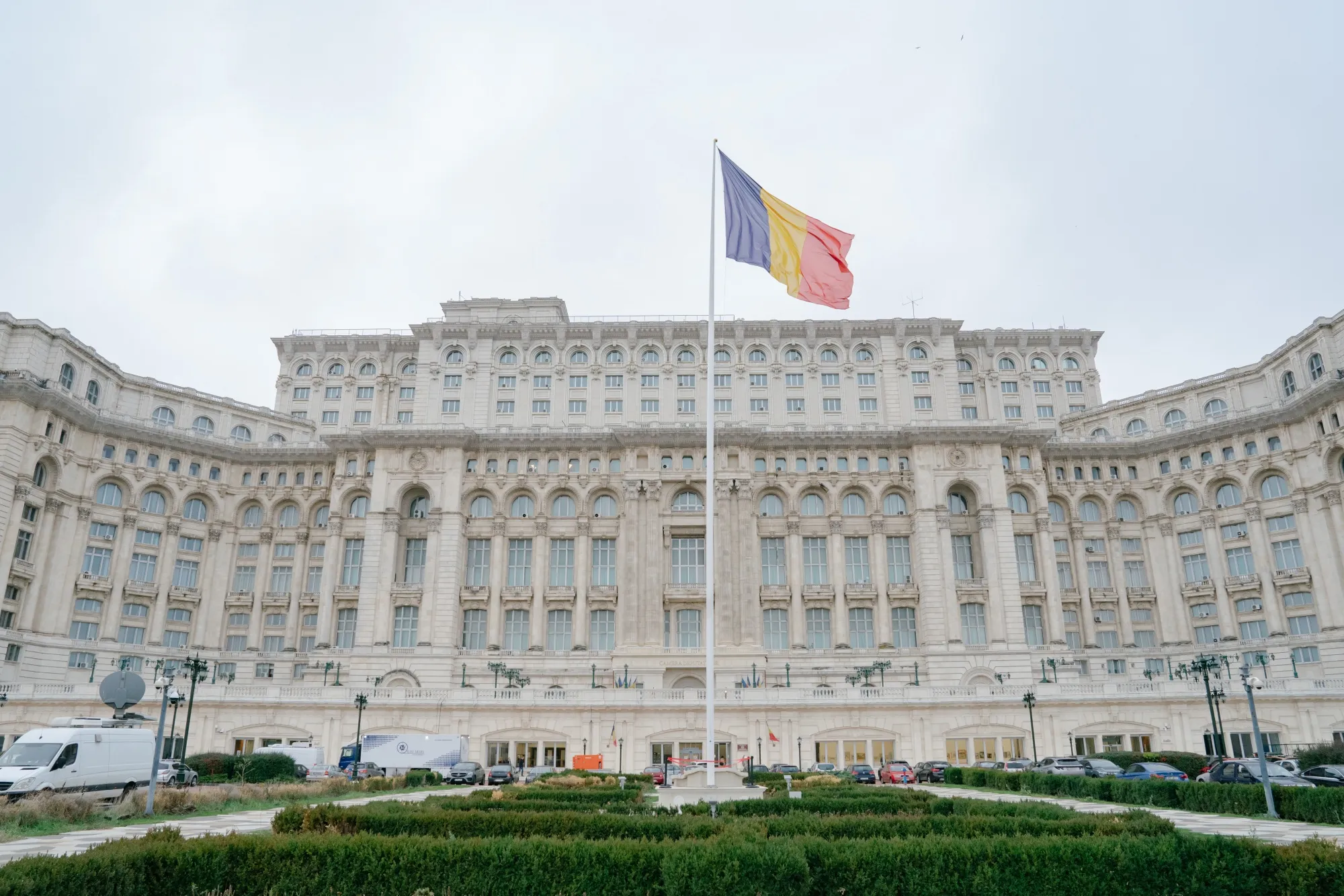 The Romanian parliament building in Bucharest.