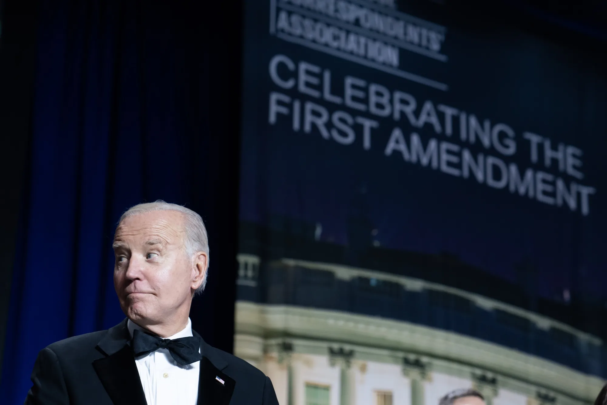 President Joe Biden at the White House Correspondents’&nbsp;Association dinner on Saturday&nbsp;in Washington.