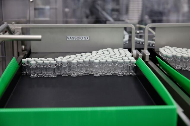 Filled and capped vials at Catalent’s facility in Anagni, Italy.