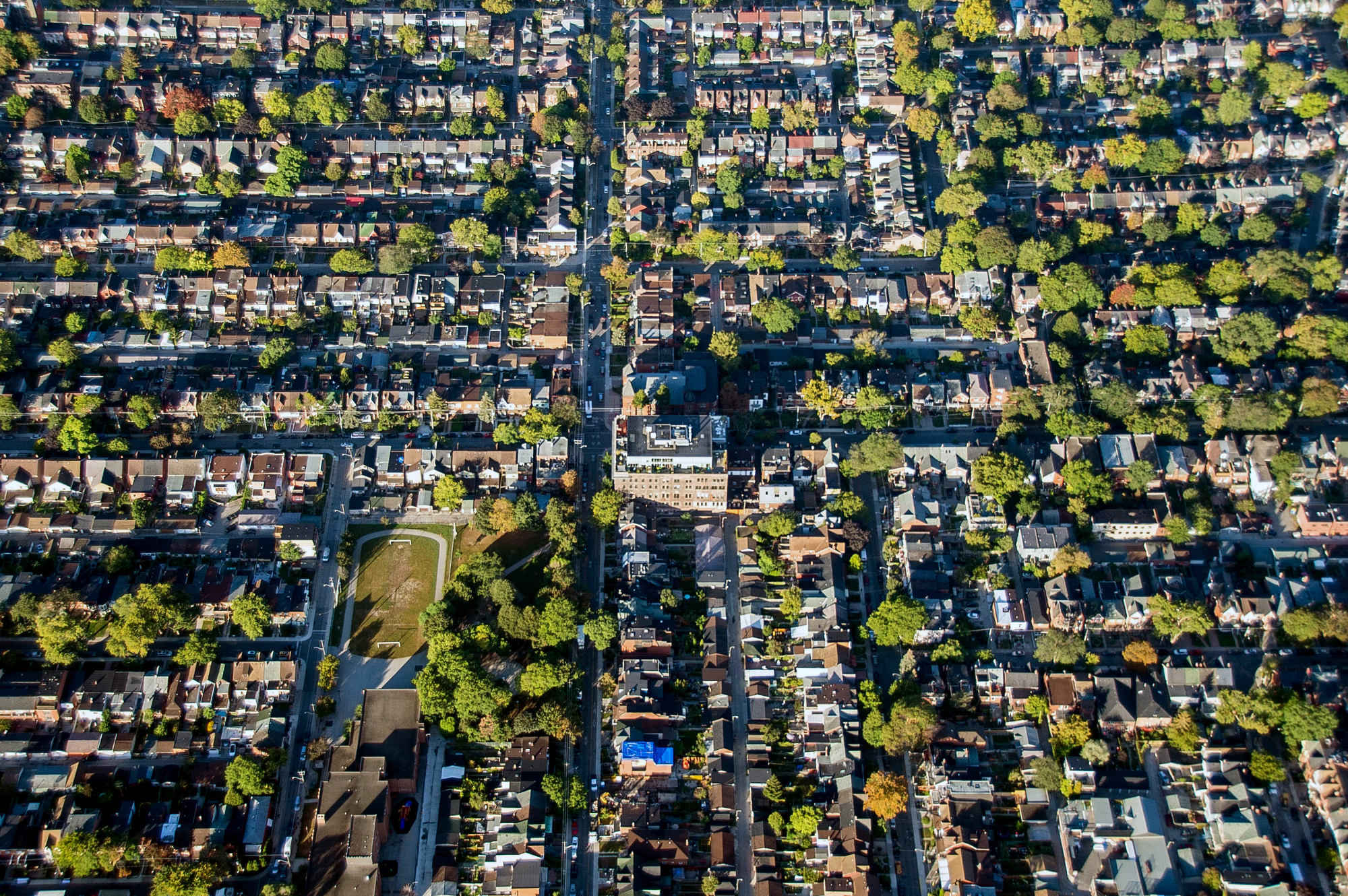 Homes stand in this aerial photograph taken above Toronto, Ontario.
