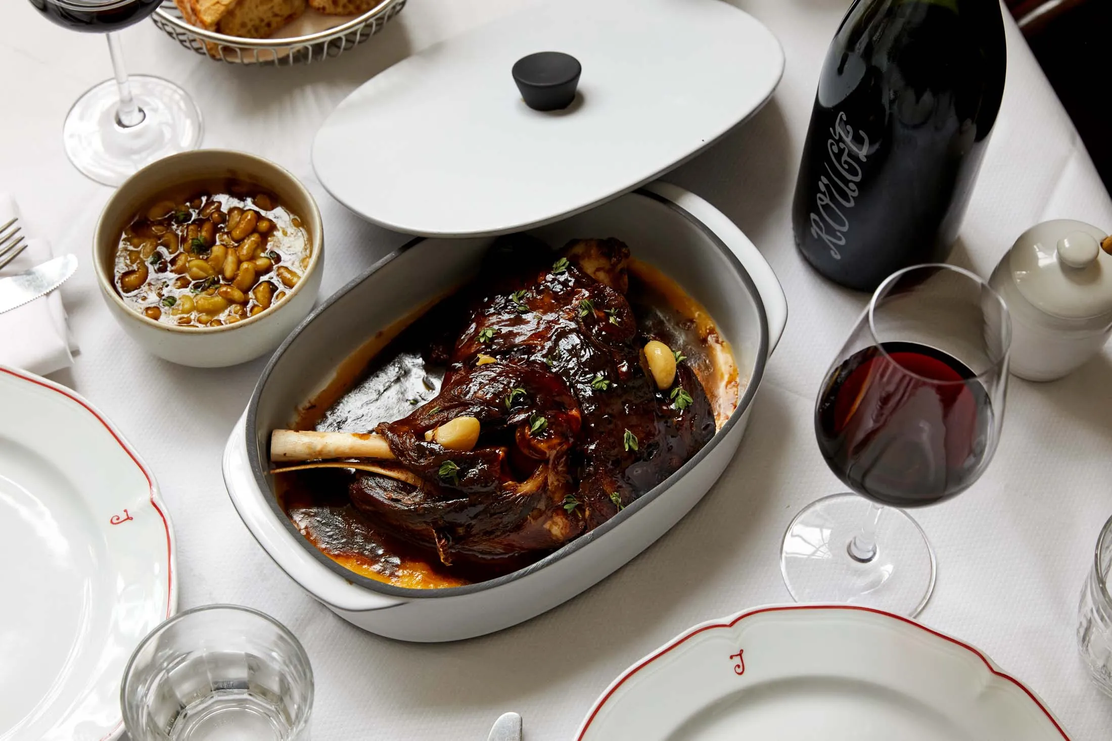 Lamb shoulder—epaule d’agneau—with confit garlic to share at the new Josephine Bistro in Marylebone.&nbsp;