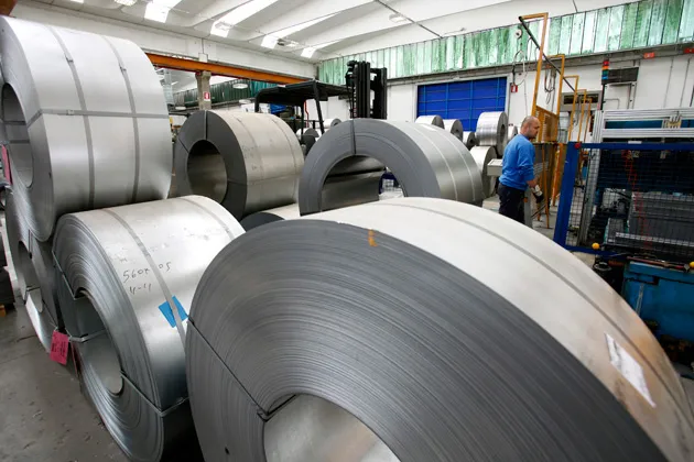 Rolls of steel sit ahead of use in cooking ranges at Bertazzoni SpA's manufacturing and assembly facility in Guastalla, Italy